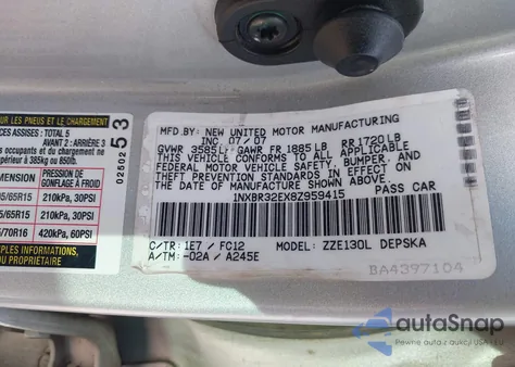 2008 Toyota Corolla S from USA, damaged, VIN 1NXBR32EX8Z959415